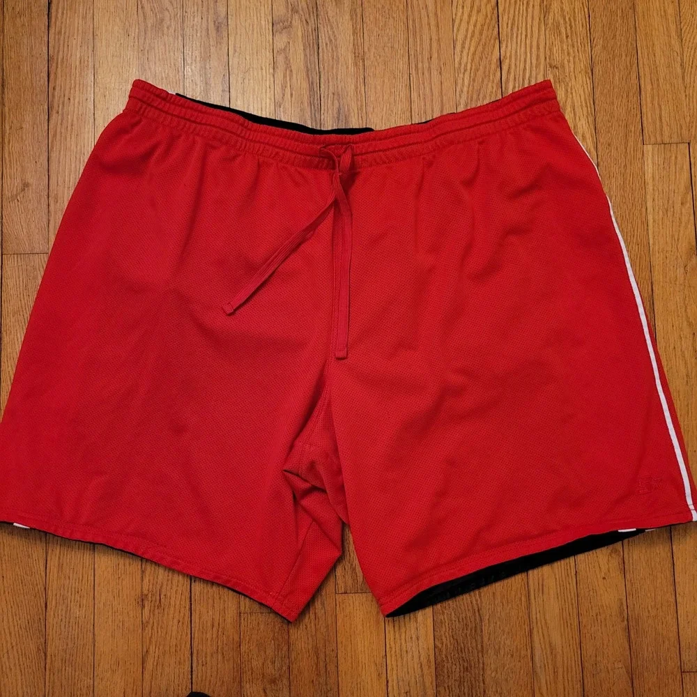 Starter Athletic Basketball Shorts Black Red White Reversible Pockets XXL DAZZLE